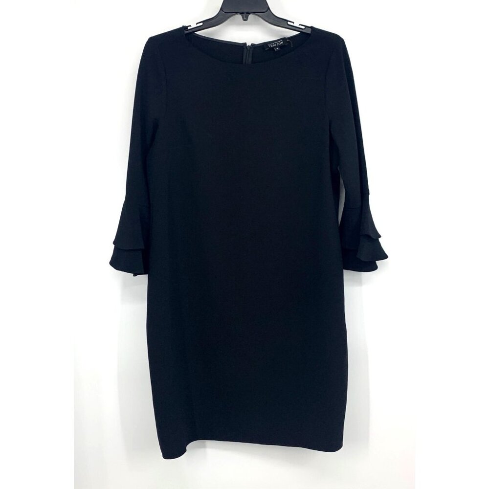 Rickie Freeman Teri Jon Dress Black Ruffle Bell Sleeve